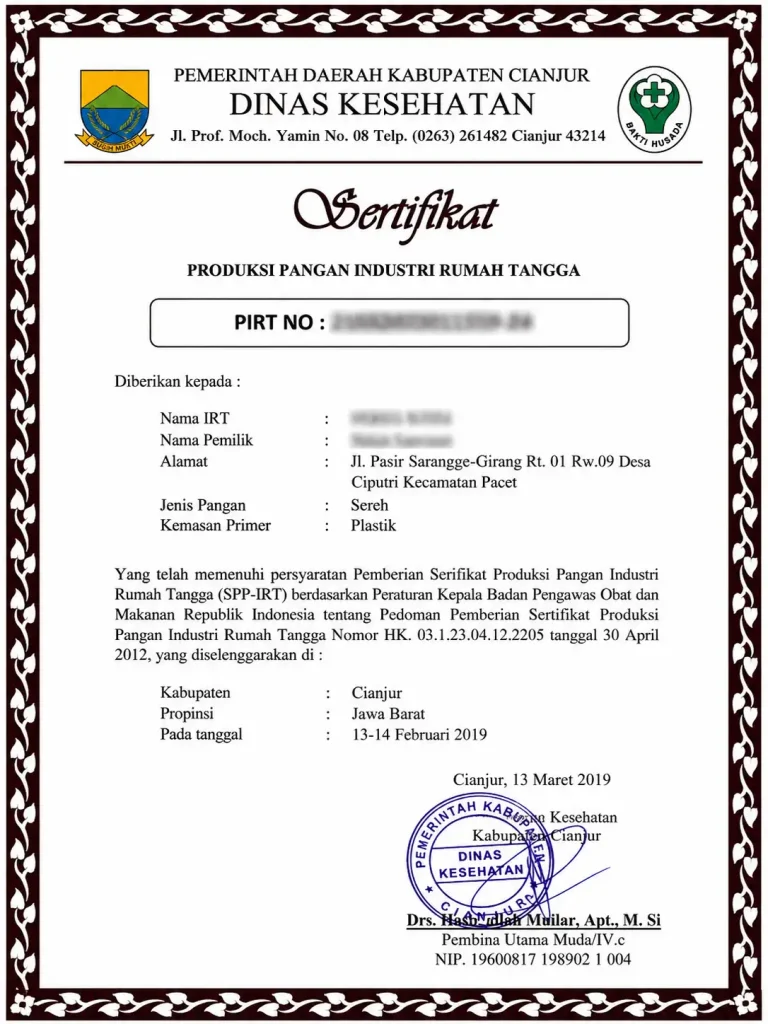 Jasa Pengurusan Izin PIRT